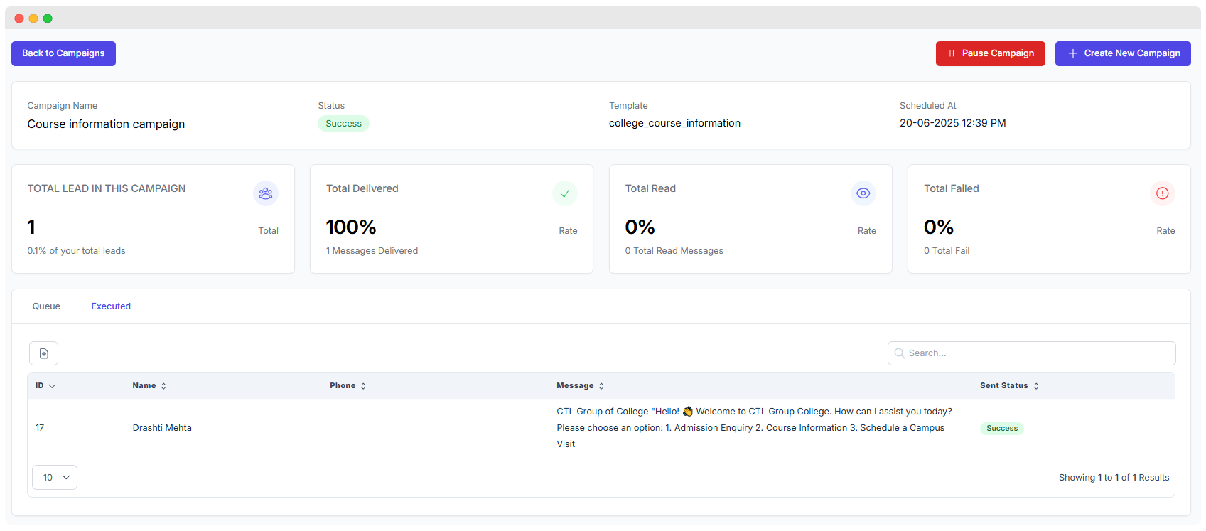 Added Campaign Details